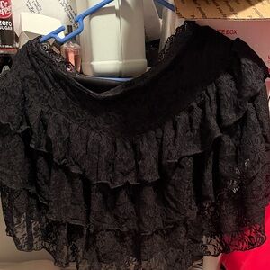 Black Lace Ruffle Skirt